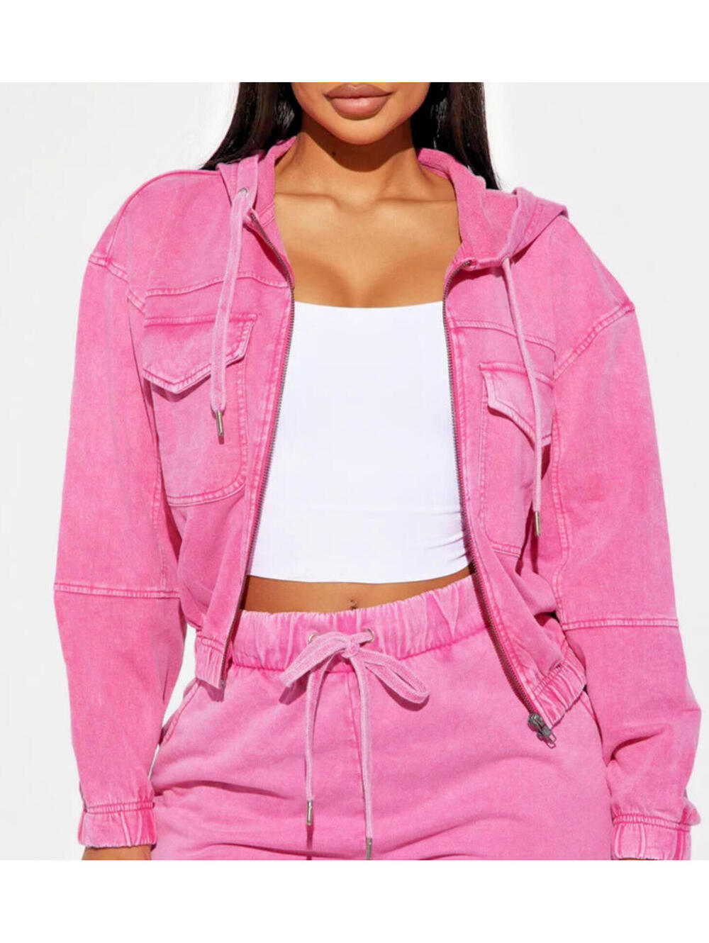 Joy & Jolie Bubble Gum Pink Sweatshirt Jacket Size L Coat Zip Hoody